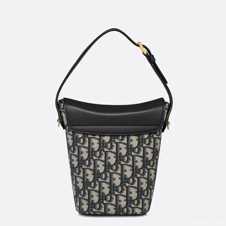 Cheap Dior Blue Bag Canvas Amber Motif Oblique Mini Bucket 0706 Luxury
